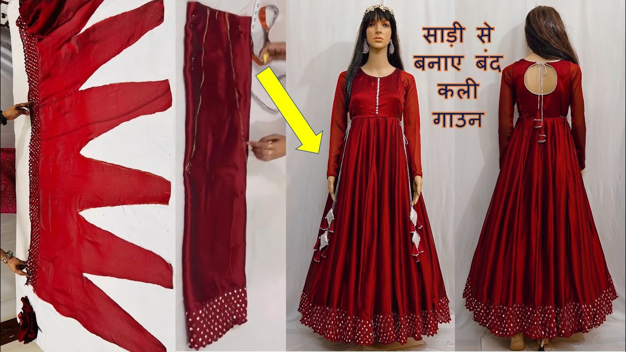 Latest Silk gown design ideas 2022 || Saree pattern long gown dress design  || Long gown designs - YouTube